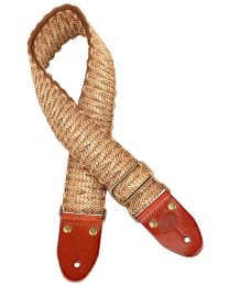 Gaucho Woven Guitar Strap with Leather Slips + Brass Buckle - Suede Backing - Light Woven Design