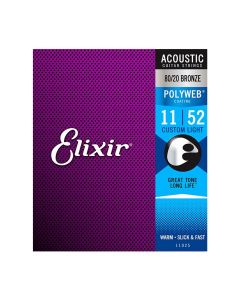Elixir Polyweb Custom-Light Acoustic Guitar Strings, 11-52, E11025