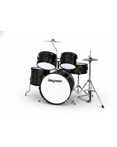 Hayman HM-50-BK Junior 5-Piece Drum Kit – Black (With Throne & Cymbals)