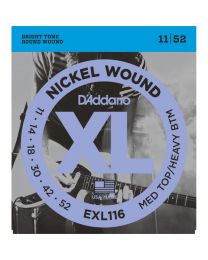 D'Addario Nickel Wound Electric Guitar Strings, Medium Top/Heavy Bottom, 11-52, EXL116