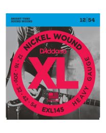 D'Addario Nickel Wound Electric Guitar Strings, Heavy, Plain 3rd, 12-54, EXL145