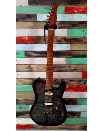 Sire Guitars T7 Series Larry Carlton Electric Guitar T-Style with Flamed Maple Top Transparent Black, T7FM/TBK 