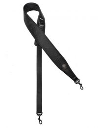 Gaucho Top Quality Leather Banjo Strap, Black with Chrome Clips