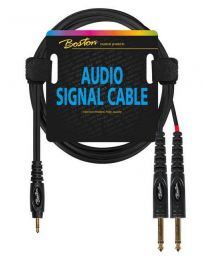 Boston audio signal cable, 3.5mm jack stereo to 2x 6.3mm jack mono, 0.75mtr