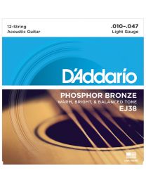 D'Addario 12-String Phosphor Bronze Acoustic Guitar Strings, Light, 10-47, EJ38