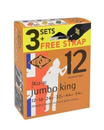 Rotosound 3 x Jumbo King Acoustic Guitar Strings sets including FREE strap Phosphor Bronze TRIPLE PACK