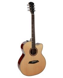 Sire A4 Series Larry Carlton Top and Back Solid Acoustic Grand Auditorium Guitar (Roasted Top) with SIB Electronics, A4GSNT - Natural