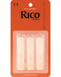 Rico Bb Clarinet Reeds by D'Addario, Strength 2.5, 3 pack.