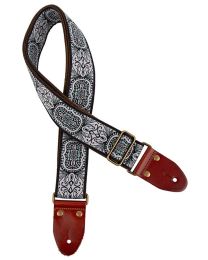 Gaucho 2" Guitar Strap with Brass Buckle -Blue/White, GST-1281-3