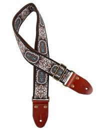 Gaucho 2" Guitar Strap with Brass Buckle - Cream/Brown, GST-1281-1