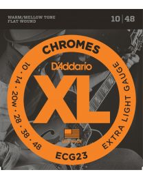 D'Addario Chromes Flat Wound Electric Guitar Strings - Extra Light 10-48 ECG23