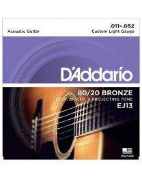 D'Addario 80/20 Bronze Acoustic Strings, Custom Light, 11-52, EJ13