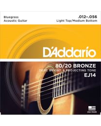 D'Addario 80/20 Bronze Acoustic Strings, Light Top/Medium Bottom , 12-56, EJ14