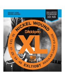 D'addario Nickel Wound Balanced Tension Regular Light Electric Guitar Strings, 10-46, EXL110BT