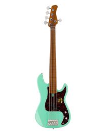 Sire Basses P5 Series Marcus Miller Fretless 5-string Passive Bass Guitar Mild Green - P5 A5F/MLG
