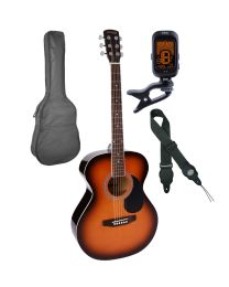 Nashville Auditorium Acoustic Guitar Pack SUNBURST - with Bag Strap + Tuner