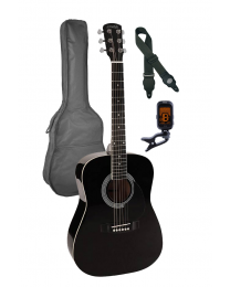 Nashville 3/4 Scale Steel String Acoustic Guitar Pack - Black with Bag GSD-6034-BK Black