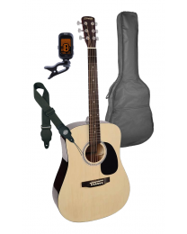 Nashville Acoustic Guitar Pack - Natural with Bag Strap and Tuner GSD-60-NT