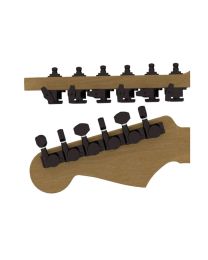 HIPSHOT guitar tuner upgrade kit, 6 inline Grip-Lock, closed staggered black, HS6K1EL0BST