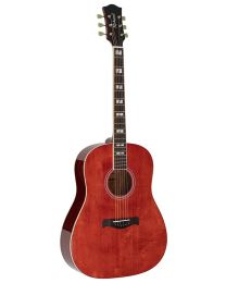 Richwood Heritage Series Guitar Dreadnought with Solid Spruce Top - Trans Red, HSDS-42-TRD