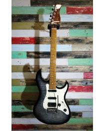 Sire Electrics S7 Series Larry Carlton Electric Guitar S-Style with Flamed Maple Top, S7FM/TBK, Transparent Black