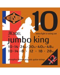 Rotosound Jumbo King String Set Acoustic 12 Phosphor Bronze Wound 10-48, JK30EL