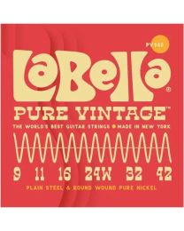 La Bella Pure Vintage Electric Guitar Strings - .009-.042, Extra Light, L-PV942