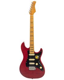 Sire Guitars S Series New Gen Larry Carlton electric guitar S-style see through red satin, S7+ FM/STR