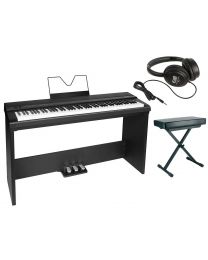 Medeli Digital Stage Piano Bundle with Stand, Pedals, Headphones and bench, SP201+/BK  Piano Package