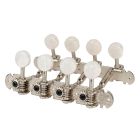 Boston Machine Heads for Mandolin with Pearloid Button - Nickel Finish