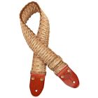 Gaucho Woven Guitar Strap with Leather Slips + Brass Buckle - Suede Backing - Light Woven Design