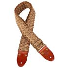 Gaucho Woven Guitar Strap with Leather Slips Brass Buckle - Suede Backing - Dark Woven Design