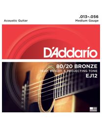 D'Addario 80/20 Bronze Acoustic Guitar Strings, Medium, 13-56, EJ12