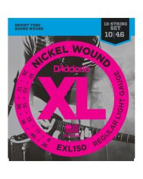 D'Addario Nickel Wound Electric Guitar Strings, Regular Light, 12-String 10-46, EXL150