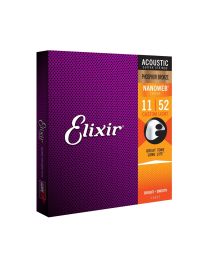 Elixir Nanoweb Custom Light Phosphor Bronze Acoustic Guitar Strings, 11-52, E16027