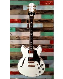 Sire Guitars H7 Series Larry Carlton Electric Archtop Guitar, white, H7/WH