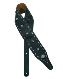 Gaucho Extra Wide Guitar Strap Biker Series Guitar Strap Black with Buttons GST-289
