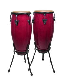 Hayman 10"+11" - Conga Set with Basket Style Stand - Wine Red