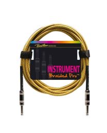 Boston Vintage Yellow Instrument Cable / Lead - 2 Metal Jacks - 3 Metre