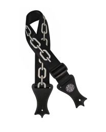 Gaucho Icon Series Black Guitar Strap with Chains Print - GST-144