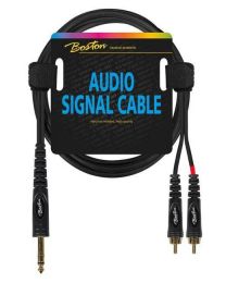 Boston audio signal cable, 2x RCA to 6.3mm jack stereo, 9.00mtr