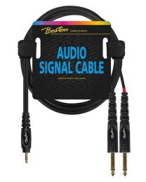 Boston audio signal cable, 3.5mm jack stereo to 2x 6.3mm jack mono, 1.50mtr