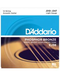 D'Addario 12-String Phosphor Bronze Acoustic Guitar Strings, Light, 10-47, EJ38