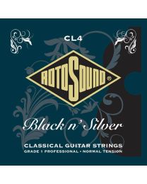 Rotosound CL4 Professional string set classic Black n' Silver rectified black nylon trebles & silverplated basses