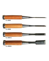 Hosco Japan H-TLINMSET4 Guitar Luthier Chisel Starter Set – 4 Japanese Wood Chisels with Canvas Tool Roll