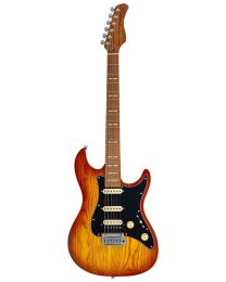 Sire Larry Carlton Alder + Solid Swamp Ash Top Electric Guitar S-Style Amber Burst, S7S HSS/AB