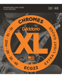 D'Addario Chromes Flat Wound Electric Guitar Strings - Extra Light 10-48 ECG23