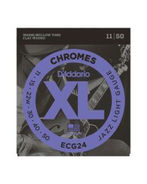D'Addario XL Flatwound Chromes Electric Guitar Strings, Jazz Light, 11-50 ECG24