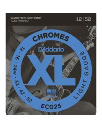 D'Addario Chromes Flat Wound Electric Guitar Strings, 12-52 ECG25