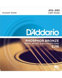 D'Addario Phosphor Bronze Acoustic Guitar Strings, Light, 12-53, EJ16